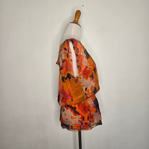 Diane von Furstenberg Ezmeralda Silk Blouse Emellished Layered Floral Women 8 - Picture 2 of 14